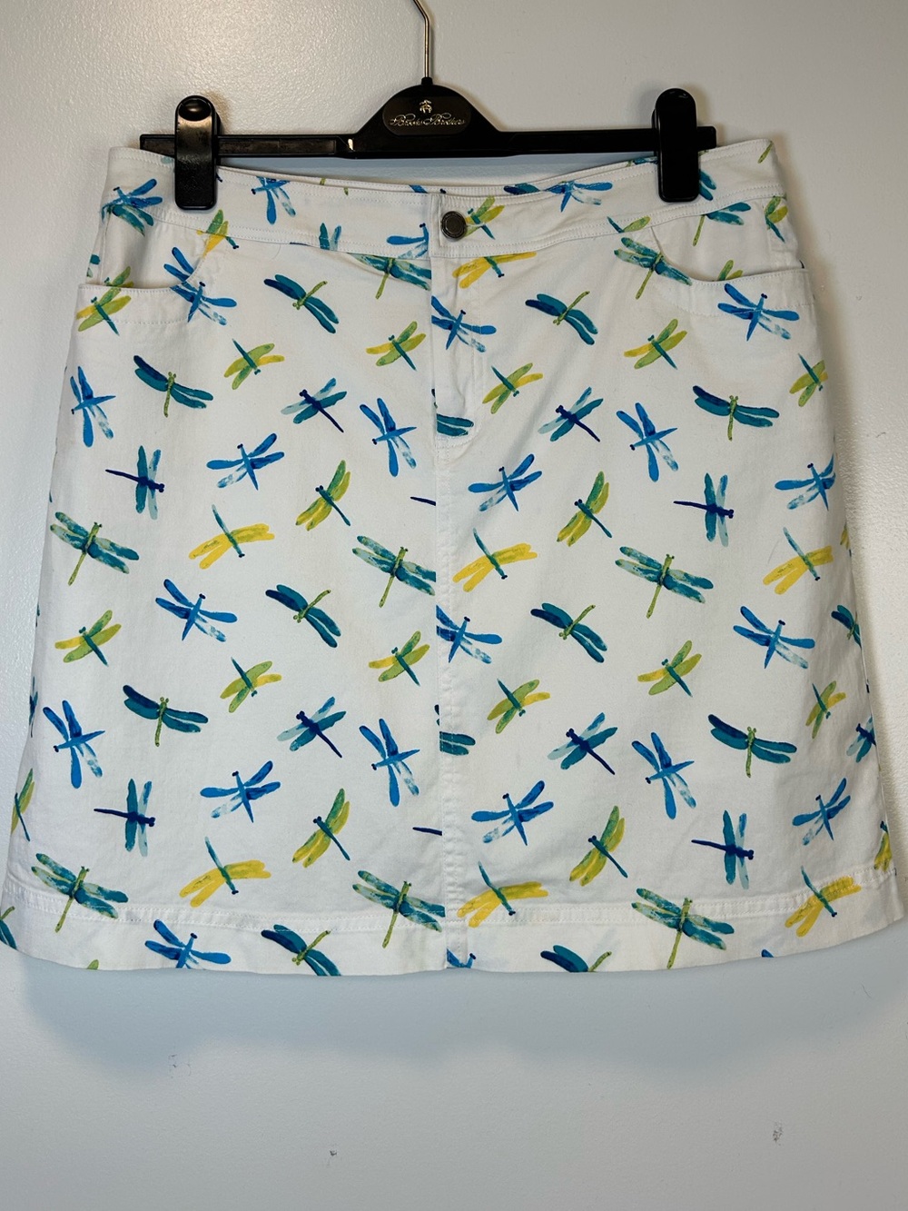 Christopher Banks White Dragonfly Print‎ A-Line Skirt lined shorts Women’s 12